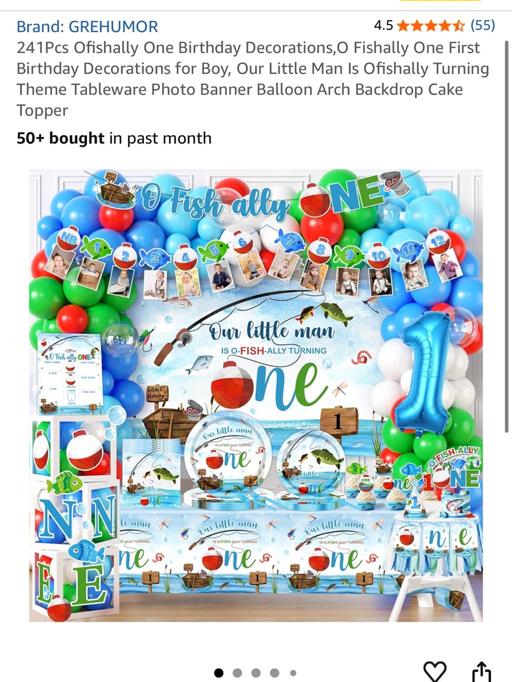 Oh Fish-Ally One Birthday Party Kit - Blue, Green, Red